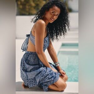 Anthropologie Navy Patterned Maxi Dress